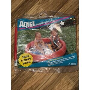 Aqua Vintage Kids Junior Inflatable Splash Pool‎ 1993 Retro 34" Diameter 6" Wall